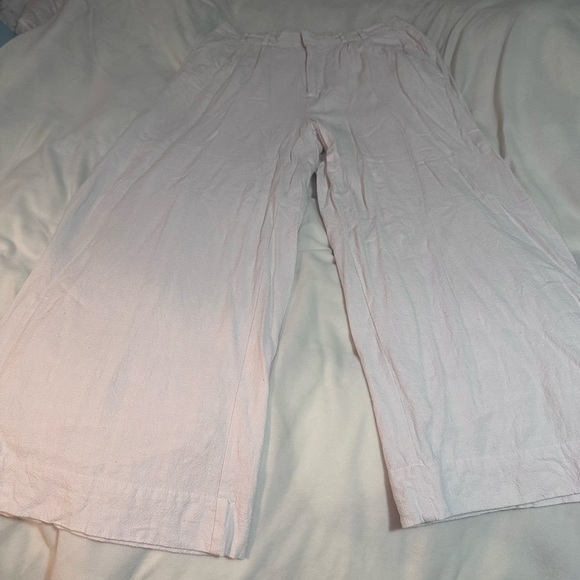 Z supply cream linen lined Wide-Leg Pants L - Picture 1 of 3